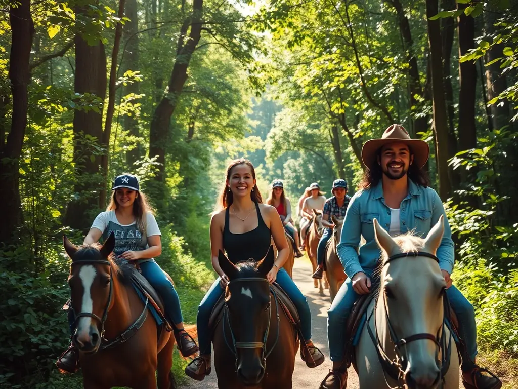 A scenic image of a group of riders enjoying a leisurely trail ride through the Nuits region countryside.