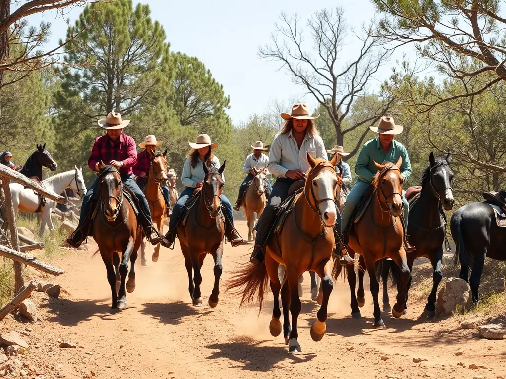 A scenic image of a group of riders enjoying a leisurely trail ride through the Nuits region's picturesque countryside.
